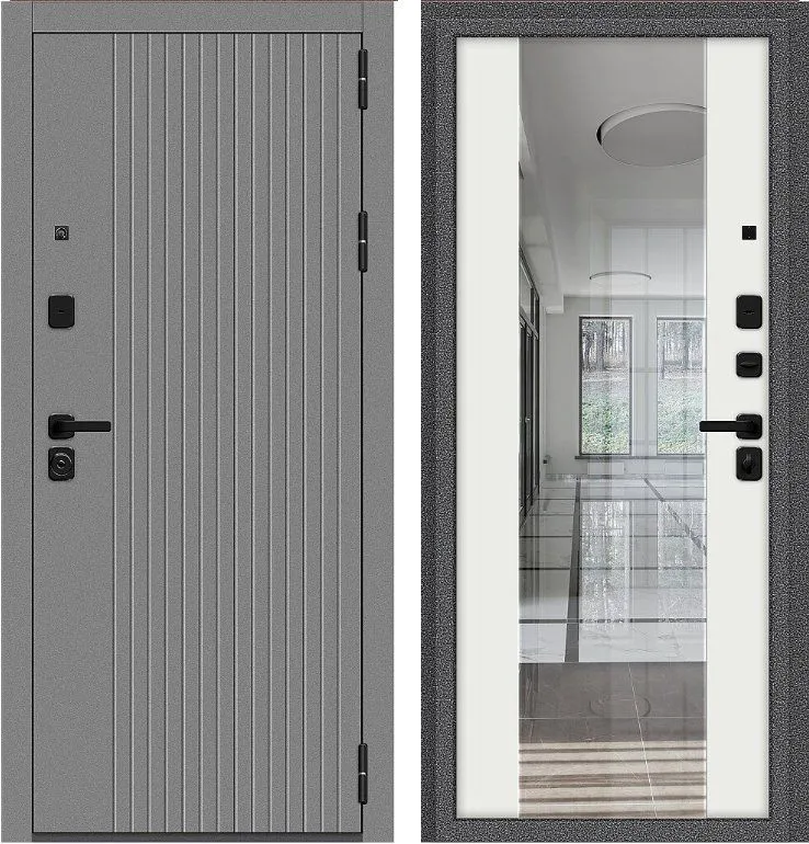 Фото Дверь Браво Север-9.2 Антик Серебряный/Белый DIS007077